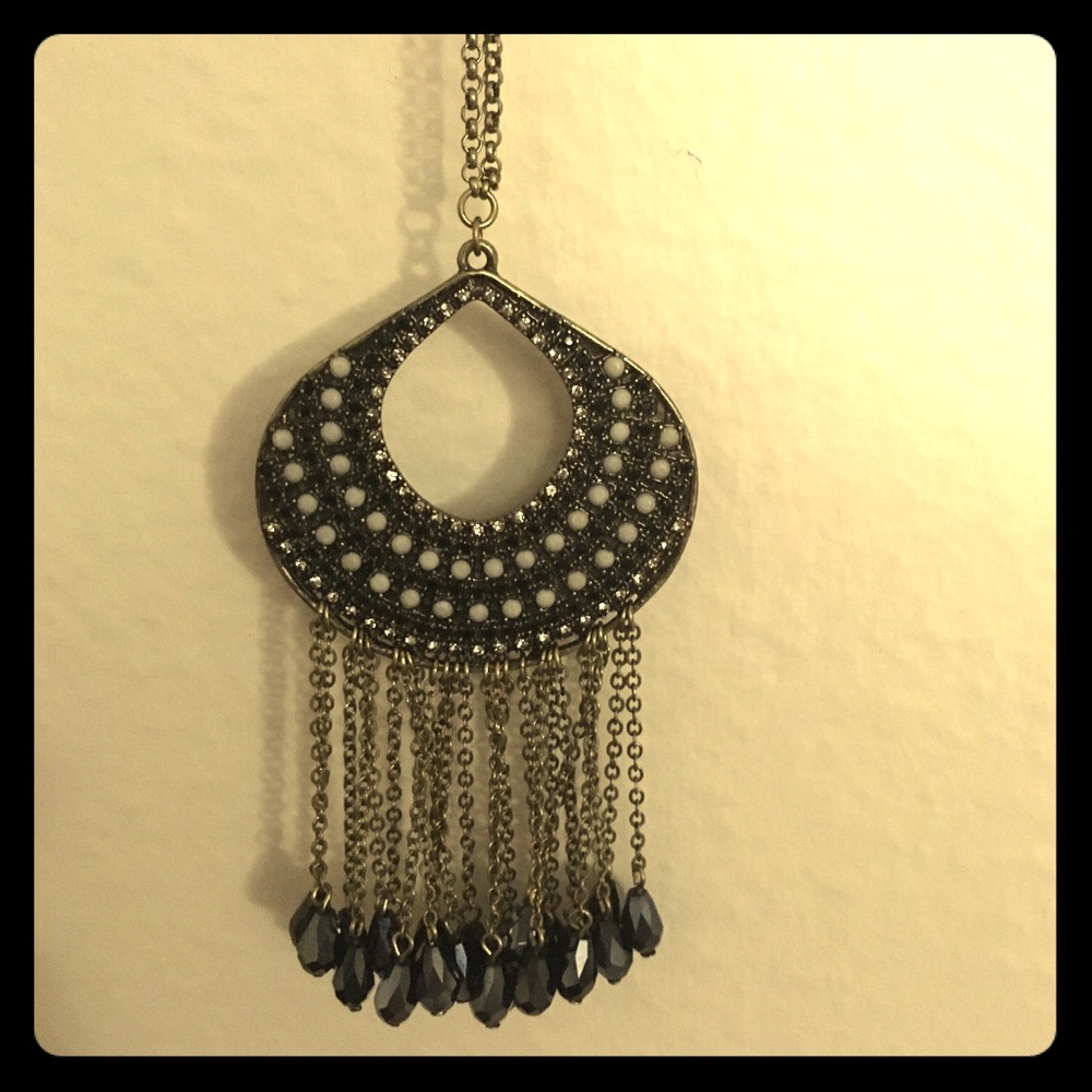 Very long boho fringe necklace